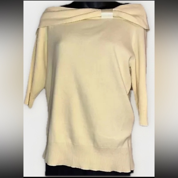Vintage April Cornell for Cornell Trading Off-shoulder Yellow Sweater Size M - Picture 3 of 6